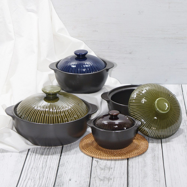 리한 라인팟 무균열 뚝배기 내열냄비 그린, 18cm, 1개