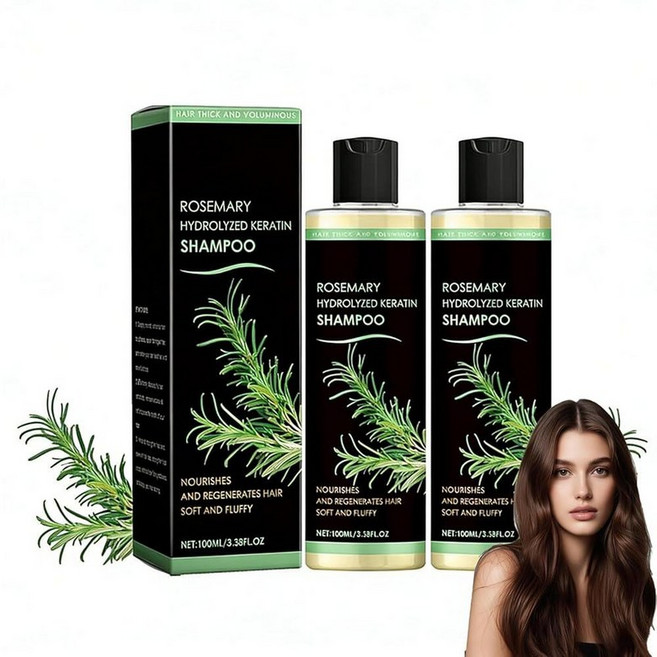 2026 유기농 로즈마리 헤어 샴푸 2팩 유기농 로즈마리 모발 성장 샴푸 얇아짐 파손 및 탈모 감소 두피 영양 공급 여성 남성 및 모든 모발 유형에 적합한 볼류마이징, 블랙 2개