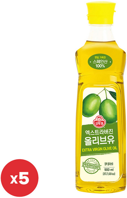 오뚜기 엑스트라버진 압착 올리브유 900ml X 5개