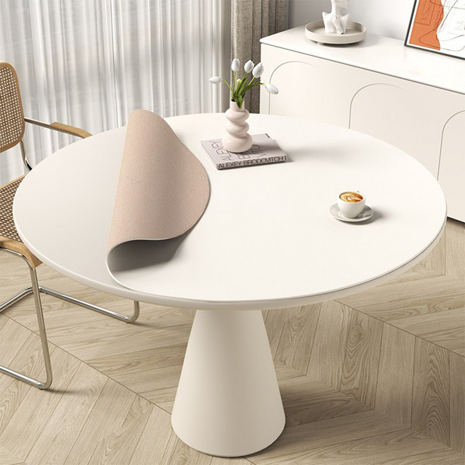 고급 원형 유기 실리콘 친환경 무취 테이블 매트 가정용 방수 방오 미끄럼방지 실리콘 식탁매트, 1개, 지름 80cm, 아이보리