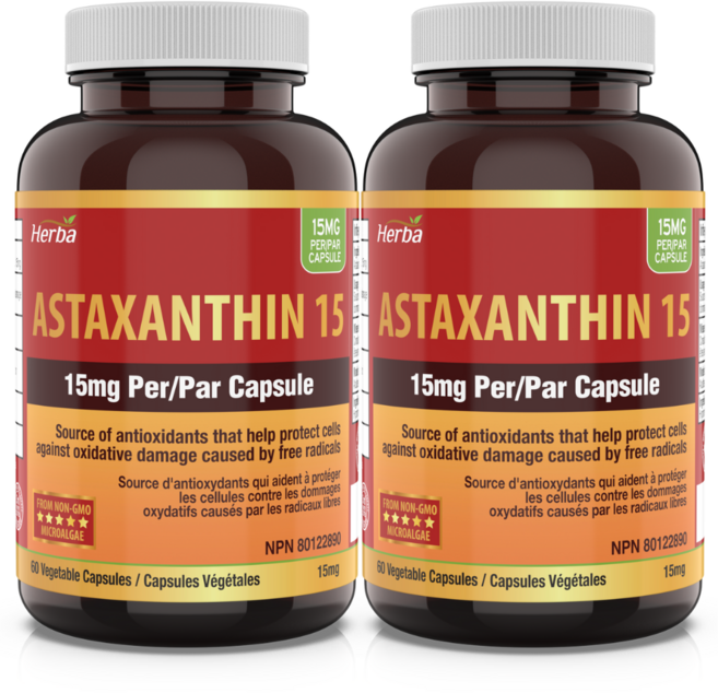아스타잔틴 15mg 60식물성캡슐 헤마토코쿠스 허바 캐나다, 60정, 2개