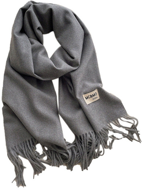 仿羊絨素色韓國披肩發熱圍巾