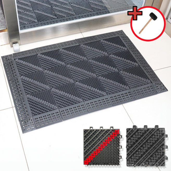 프리미엄 카디매트 조립매트 관공서 학교 빌딩 현관매트 오염물제거 흙먼지털이 실외 눈비, 1개, 그레이