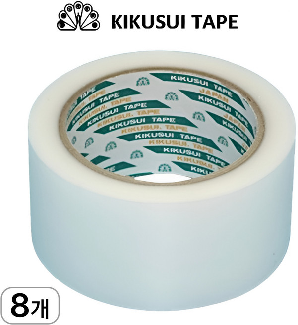 키쿠스이(일본산) 잔사 없는 우벤테이프 보양테이프 양생테이프 50mmX25m 최고급형(반투명), 8개