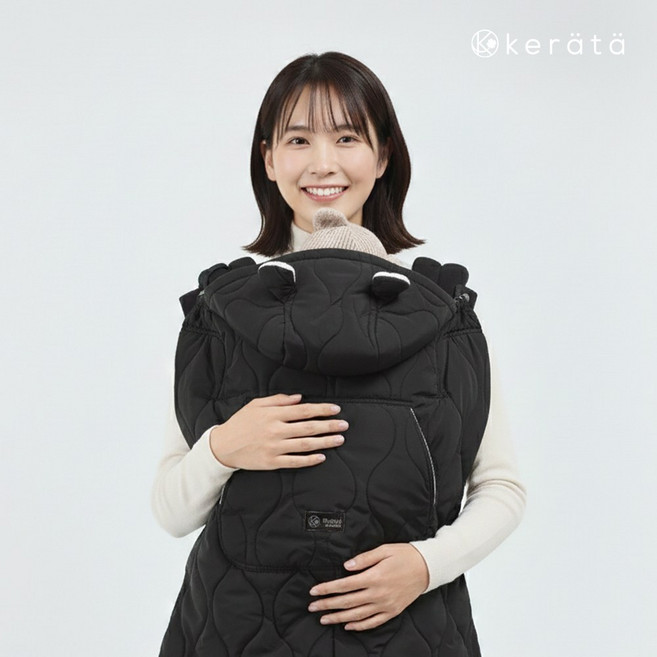 케라타 3way 스탠다드 아기띠 워머 방한커버, 블랙