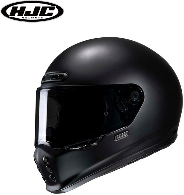 HJC V10 레트로 풀페이스 헬멧, M, 매트 블랙