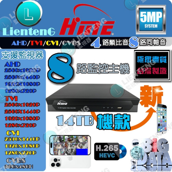 HmE 4路 H.265 5MP 監視器主機 高品質 台灣製造, 1個, HmE環名監控主機8路, HmE環名監控主機, 8路