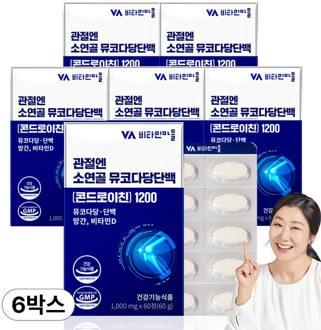비타민마을 관절엔 소연골 뮤코다당단백 콘드로이친 1200 60g, 60정, 6개