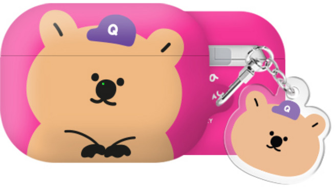 쿼카 모자 에어팟 프로2 하드 케이스 +아크릴 키링 세트, 퍼플, AirPodsPro(2세대)