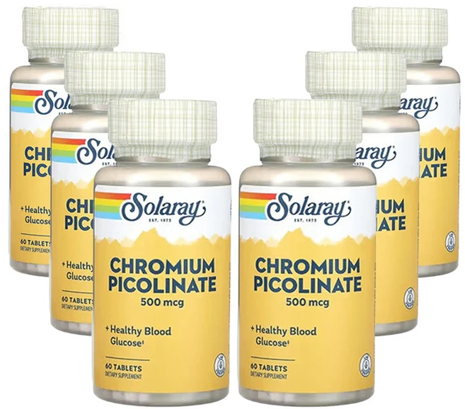 솔라레이 피콜린산크로뮴 500mcg, 6개, 60정 - 쿠팡