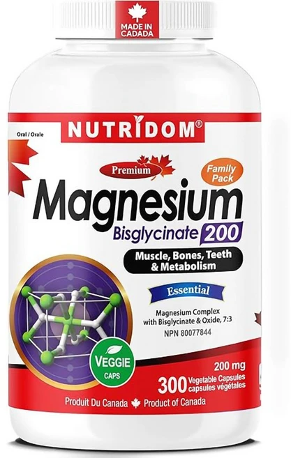 캐나다 킬레이트 마그네슘 | 뉴트리돔 눈떨림완화 마그네슘 비스글리시네이트 200mg 120캡슐 300캡슐 | 캐나다 직구 영양제 카포리아, 1개, 300정 - 쿠팡