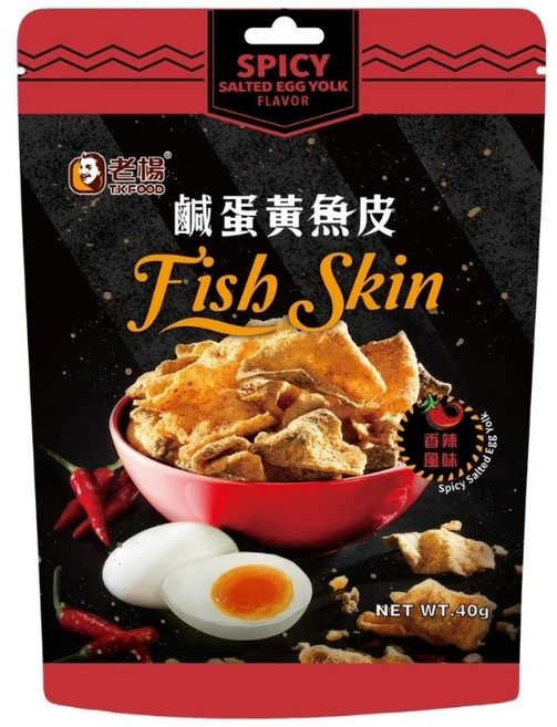 TKFOOD 鹹蛋黃魚皮 香辣風味, 40g, 1個