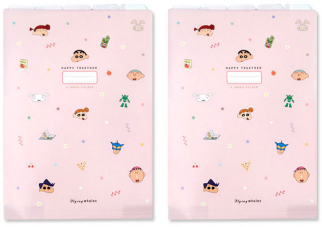 짱구는 못말려 5분류 A4 인덱스 홀더, 2개, 함께