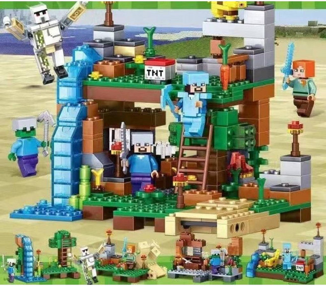 MY WORLD 我的世界麥塊積木 樹屋叢林礦坑系列 拼裝益智玩具, 1套, 大貓叢林林(彩袋裝81005(310片)