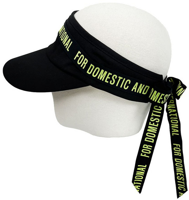 투솜 레터링 리본 골프썬캡 골프 모자 사이드 썬바이저 여성 남성, 블랙(라임라인)