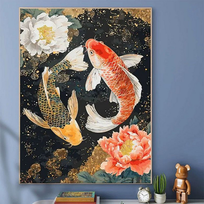 DIY 유화그리기 위메이크페인팅 생활취미아이템 백드롭, 40x50, 국풍금붕어 60색, 1개