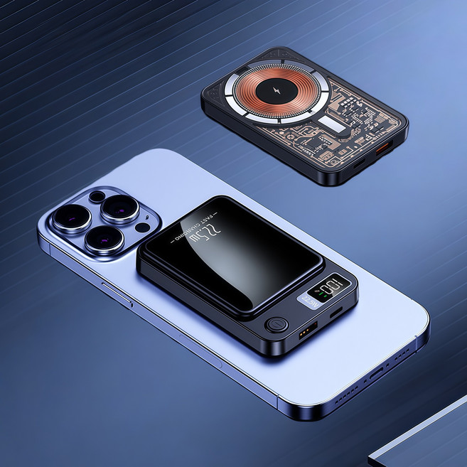 스타일닥터 보조배터리 20000mAh 무선충전 맥세이프 호환 PD22.5W 급속충전 경량 대용량 항공기반입가능 안전보호, 블랙