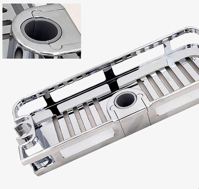 엘홈 크롬 펜스형 샤워기 선반 욕실선반 샤워기둥선반 샤워선반, 1개, 실버