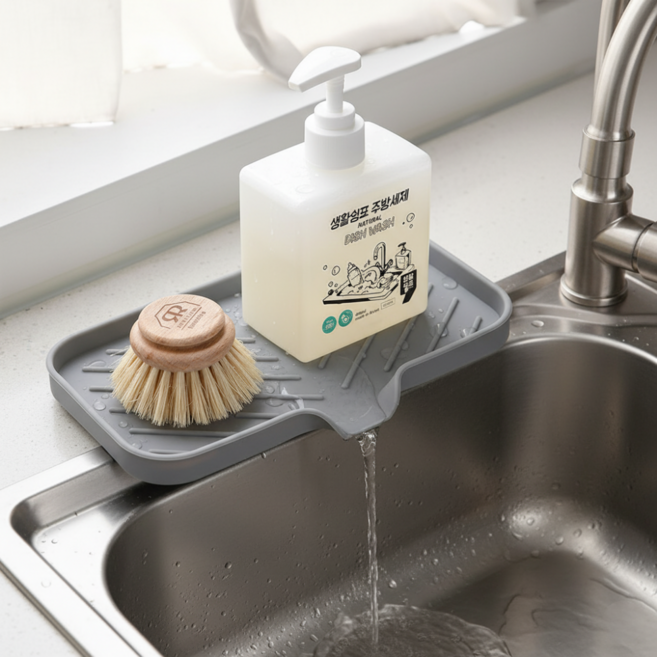 아르벤 빠른 물빠짐 식기 건조대 미니 드라잉 매트, 1개, 그레이, 1단