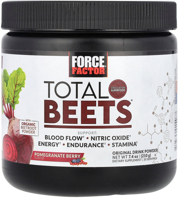 Force Factor Total Beets 오리지널 드링크 파우더 석류 베리 210g(7.4oz) Factor (포스 팩터), 힘 계수, 총 비트 수, 오리지널 드링크 파우더, 석류, 1, 210g