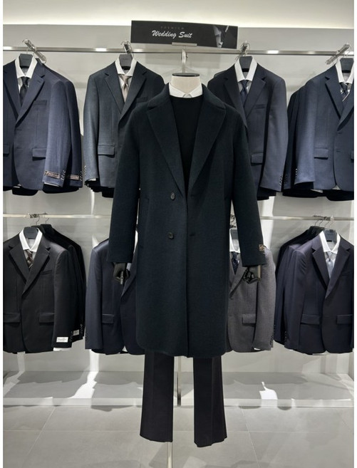 트루젠 핸드메이드 세미오버핏 다크그린 울캐시미어 코트