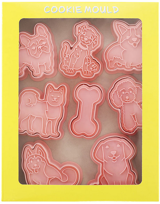 Mian Xiao Xin 비스킷 몰드 DIY 3D 입체 홈베이킹 도구 아이싱 쿠키스탬프 8종 세트 MX001, 강아지, 1개