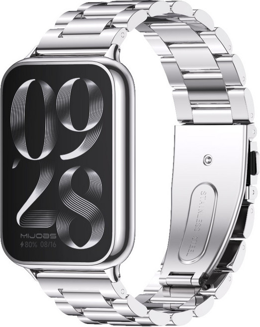 브롬핏 샤오미 스마트밴드9 8프로 / 레드미워치 6 5 호환 메탈 밀레니즈 스트랩 Miband9&8 pro Redmi Watch 6&5, 실버, 1개