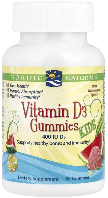 노르딕내추럴스 비타민D3 VitaminD3 Gummies 워터멜론 어린이용 구미젤리 60개, 1개 - 쿠팡
