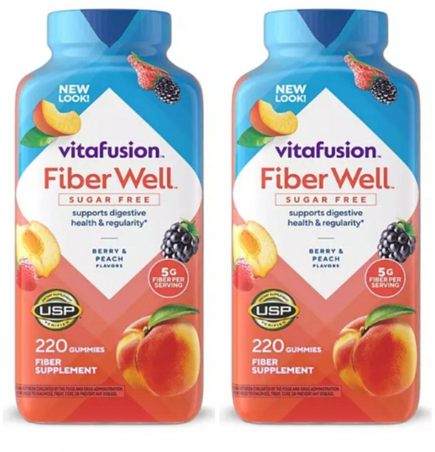 vitafusion 비타퓨전 파이버웰 식이섬유 무설탕 220구미 2병, 2개, 220정