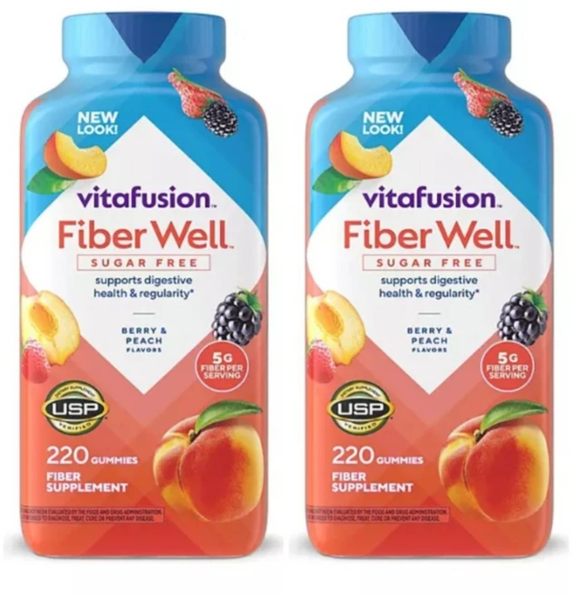 vitafusion 비타퓨전 파이버웰 식이섬유 무설탕 220구미 2병, 2개, 220정 - 쿠팡