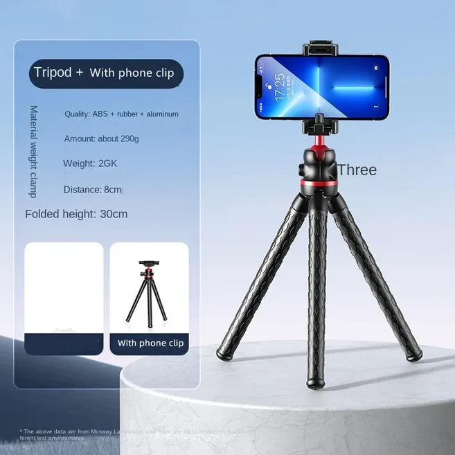 MEUYAG 2025 ios 스마트 폰 카메라 DSLR 2in1 디자인을위한 새로운 유연한 문어 삼각대 전화 홀더 측면 콜, 01 With clip