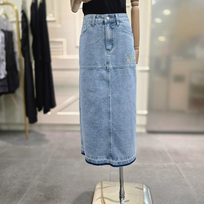 에고이스트 자수 포인트 미디 데님 스커트 ES2ODS51LI_CA 2942288