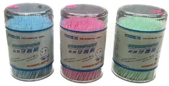 【剔爽】剔爽牙籤刷300支 (顏色隨機出貨) - 深入清潔牙縫，一次性使用，方便衛生, 1個, 剔爽牙籤刷 300支(顏色隨機出貨), 300個裝, 10cm