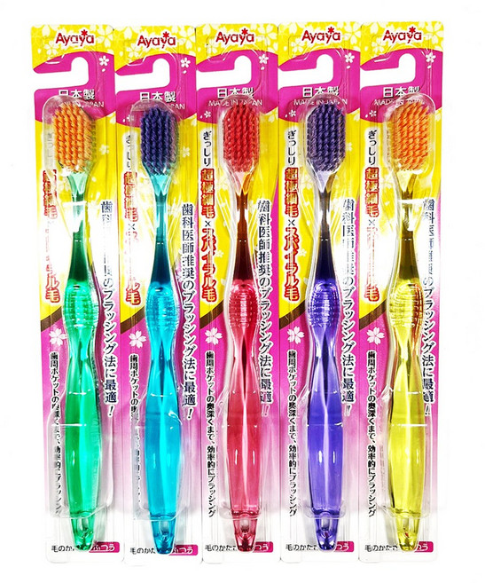 일본 크리에이트사 ayaya 스파이럴 와이드 칫솔 6개 세트, 1세트, 6개입