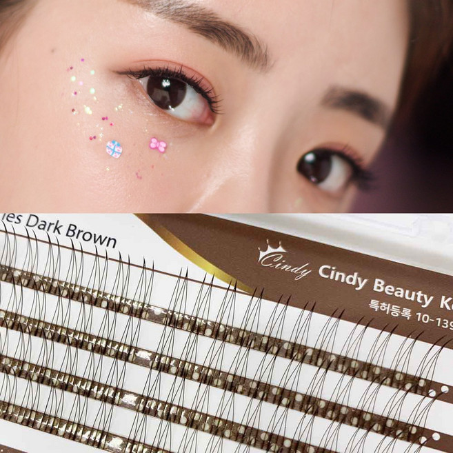 원조 A형 인조 부분 가닥 두가닥 세가닥 다섯가닥 셀프 속눈썹연장 미브린 다크브라운 더블 FIVE래쉬 단품, 1개, JC컬 12mm