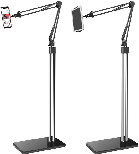 아이엠듀 침대 자바라 책상 스마트폰 태블릿 거치대 스탠드형 아이폰 아이패드 갤럭시탭 호환, 스탠드)자바라거치대(블랙), 1개