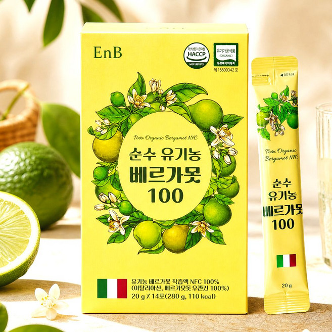 순수 유기농 베르가못 100 NFC 착즙액 스틱, 280g