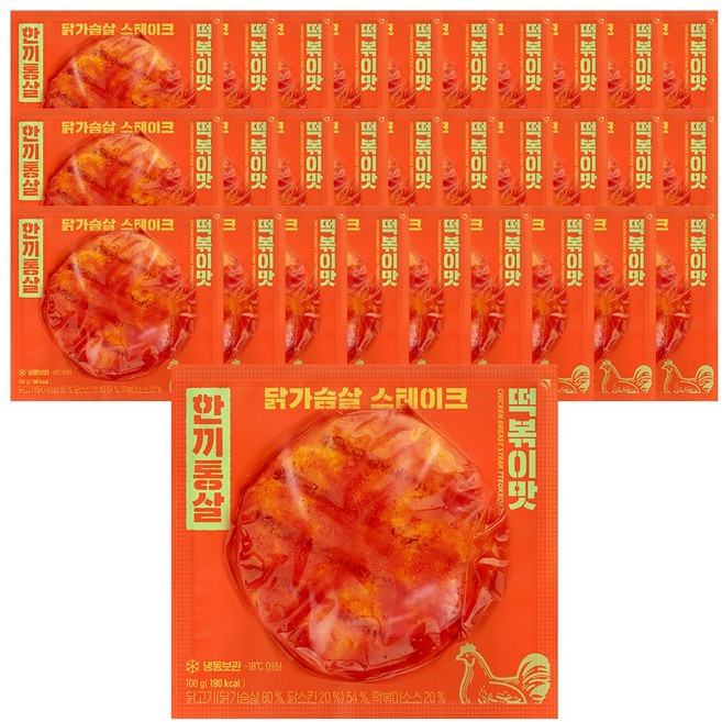 한끼통살 닭가슴살 스테이크 떡볶이맛 30개입, 30개, 100g
