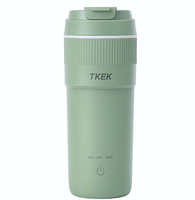 여행 전기 온수컵 휴대용 물주전자 전기포트 라면 텀블러 티포트 보온병 포트 야외 사무실 가열 텀블러 미니전기포트 라면포트 커피포트, 그린