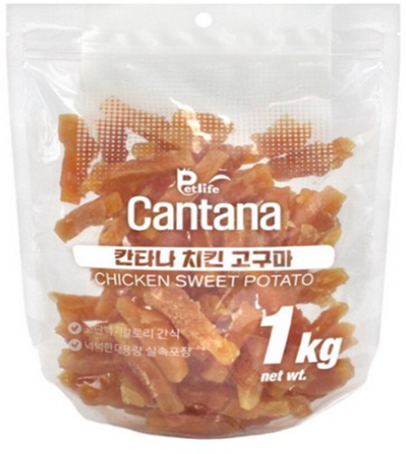 칸타나 치킨 대용량강아지간식, 1개, 1kg, 고구마
