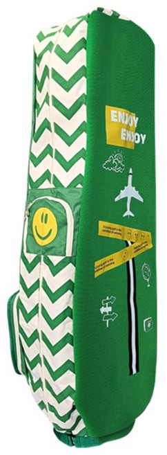 [아이언티샷] 스마일 항공커버 10초 골프 기능성 항공백 일체형 바퀴형 호환 파우치, 그린