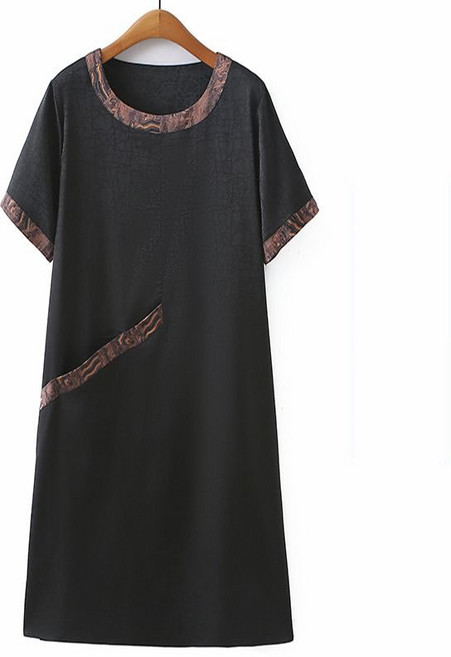 중년 여성 새틴 원피스 캐주얼 봄 여름 엄마 원피스 기질 빅사이즈 반팔 샤틴 원피스 CY