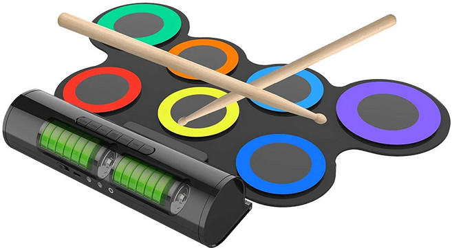 전자드럼 연습용 연습용 드럼 세트 z 알레시스 토노 드럼패드 2개 북채 2발판 말아 디지털 음악 매트 악기 장난감 초보자, 내장형 리튬 배터리, 1개