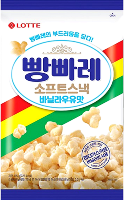 롯데 빵빠레 소프트스낵 바닐라우유맛 115g, 1개
