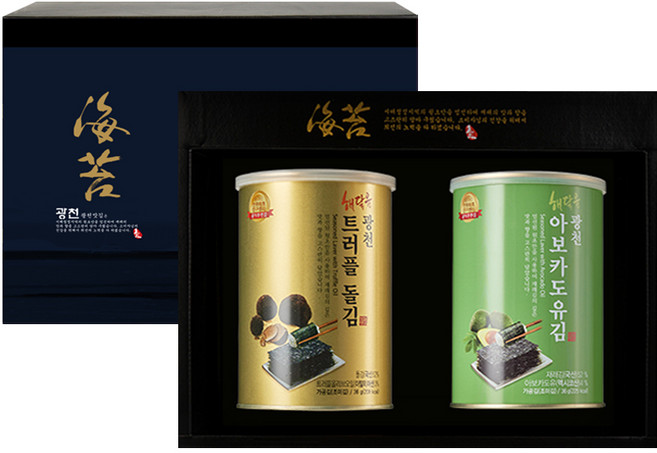 광천 해달음 명품 트러플 바질페스토 아보카도유 홍삼 재래김 돌김 도시락김 캔김 + 고급쇼핑백포함, 2개
