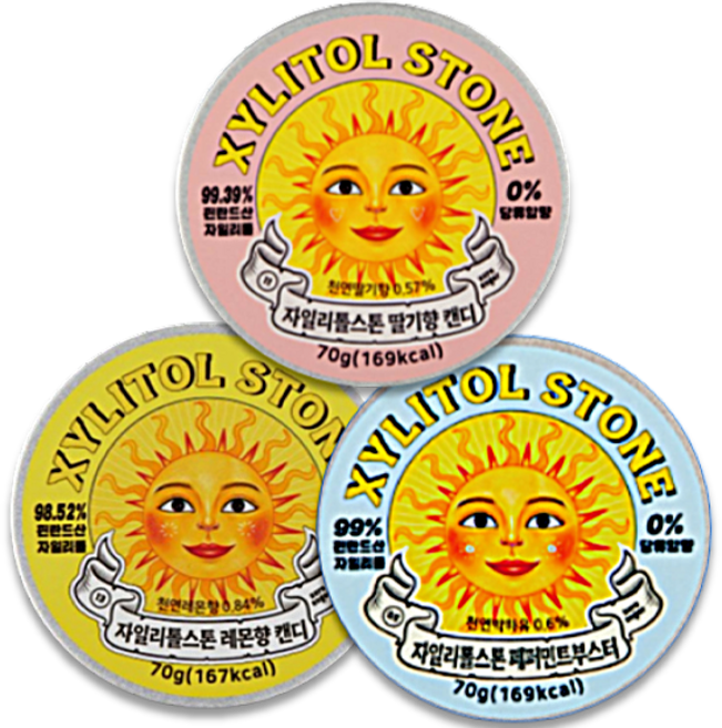 자일리톨스톤 3종 (딸기+레몬+페퍼민트부스터), 3개, 70g