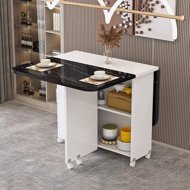 다기능 접이식 타원형/직사각형 식탁 원룸 주방 거실 고급 가정용 슬라이딩 테이블, 4인용, N06