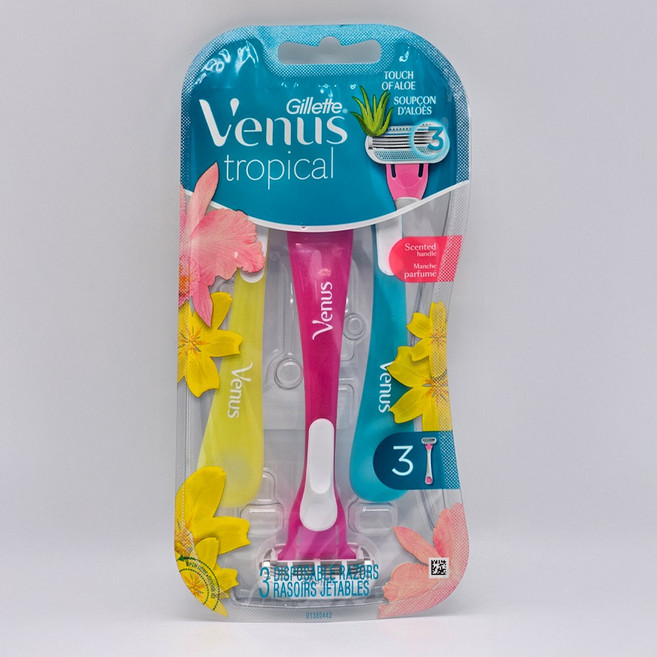 Venus 트로피컬 일회용 면도기, 3개입, 1개