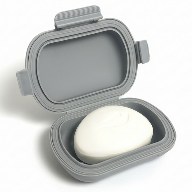 조아리빙 실리콘 휴대용 수영장 방수 비누 케이스, 1개, 그레이