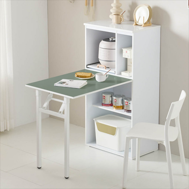 방친구 마우 접이식 식탁 소형 중형 공간절약 폴딩테이블 5가지 컬러 화이트 옐로우 핑크 브라운 그린, 2인용, 중형 그린